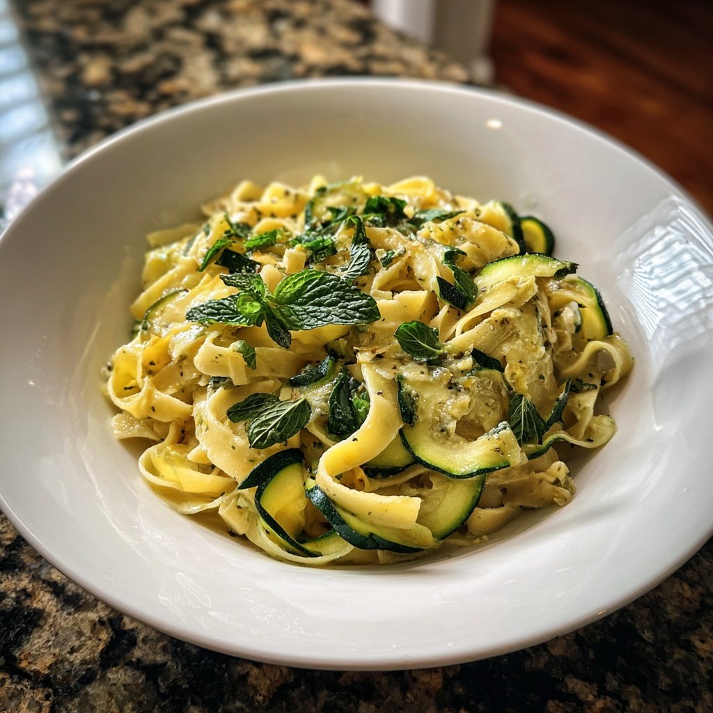 Tagliatelle mit Zucchini und Minze