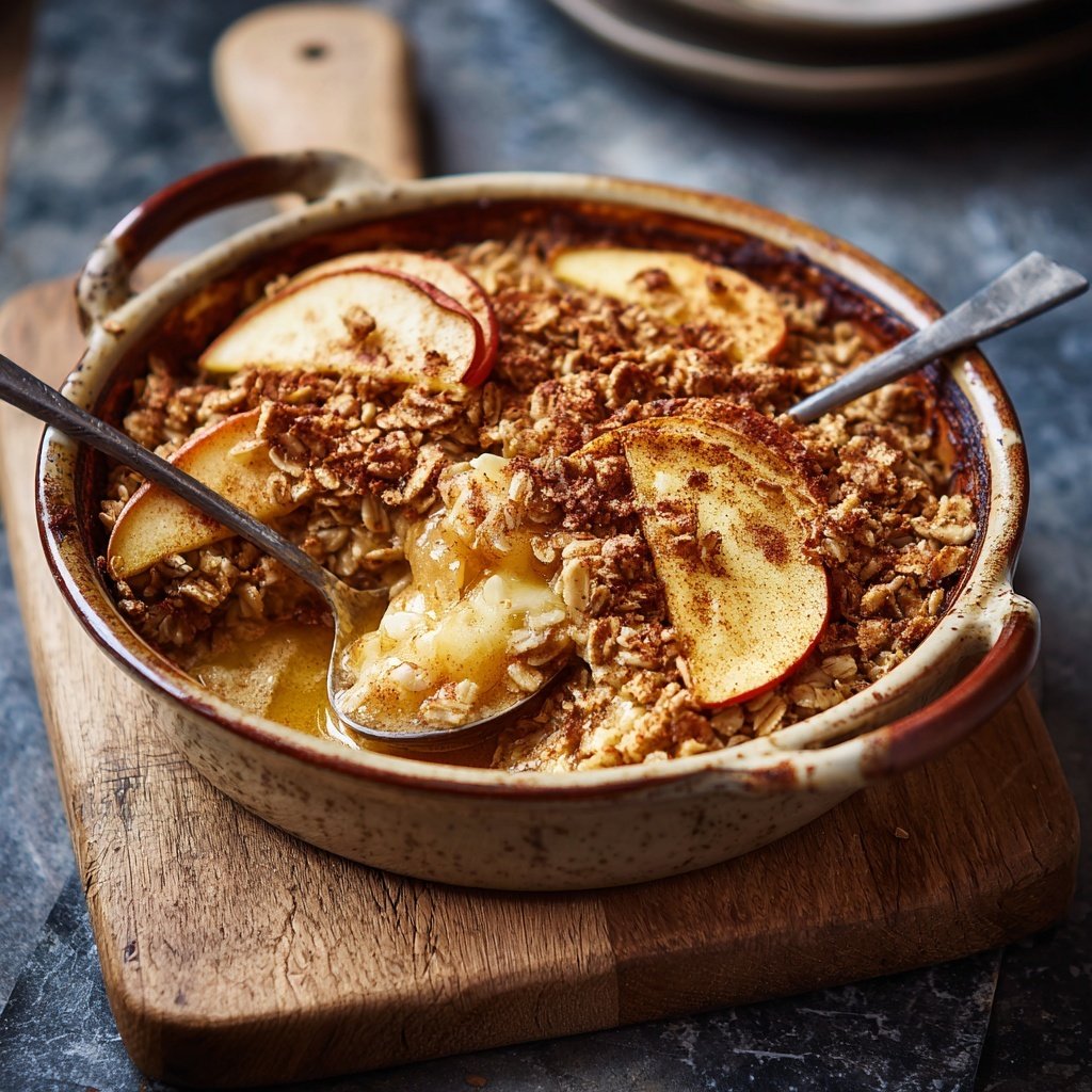 Gesunde Apfel-Zimt-gebackene Haferflocken