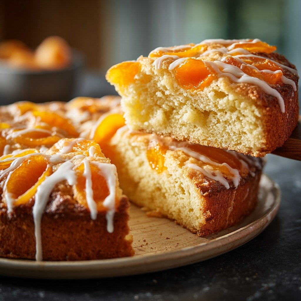 Blechkuchen mit Aprikosen und Vanille
