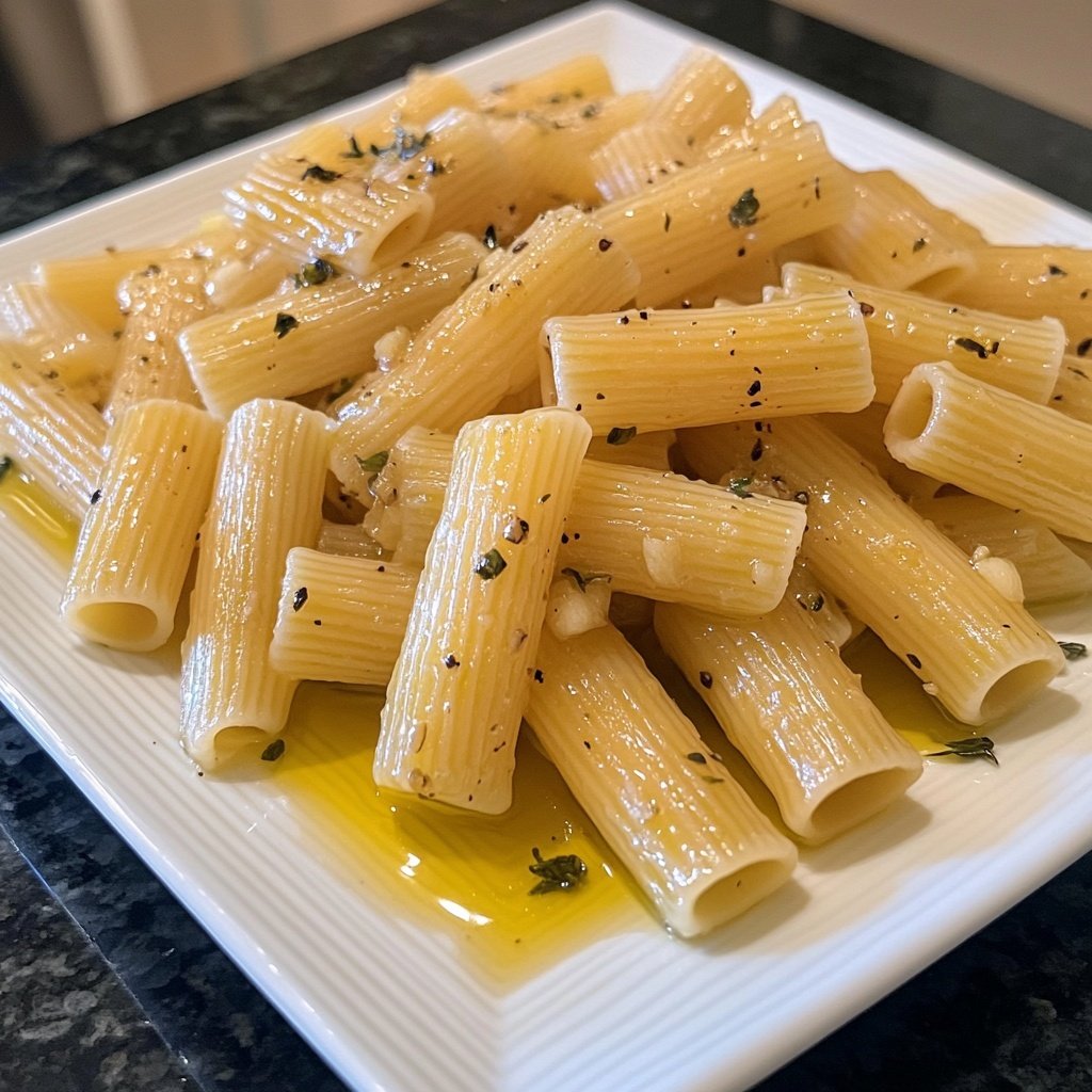 Rigatoni mit Olivenöl und Knoblauch